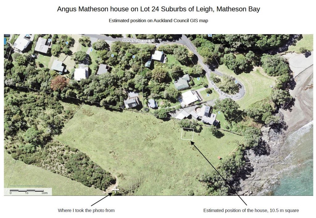 Aerial view showing the position of Angus Matheson's house
